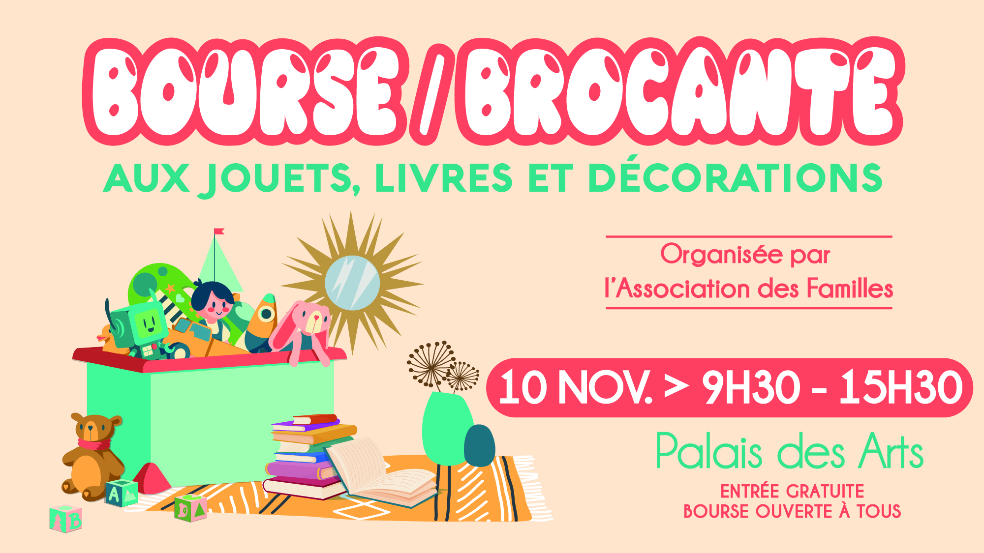 Bourse aux jouets, livres et décorations